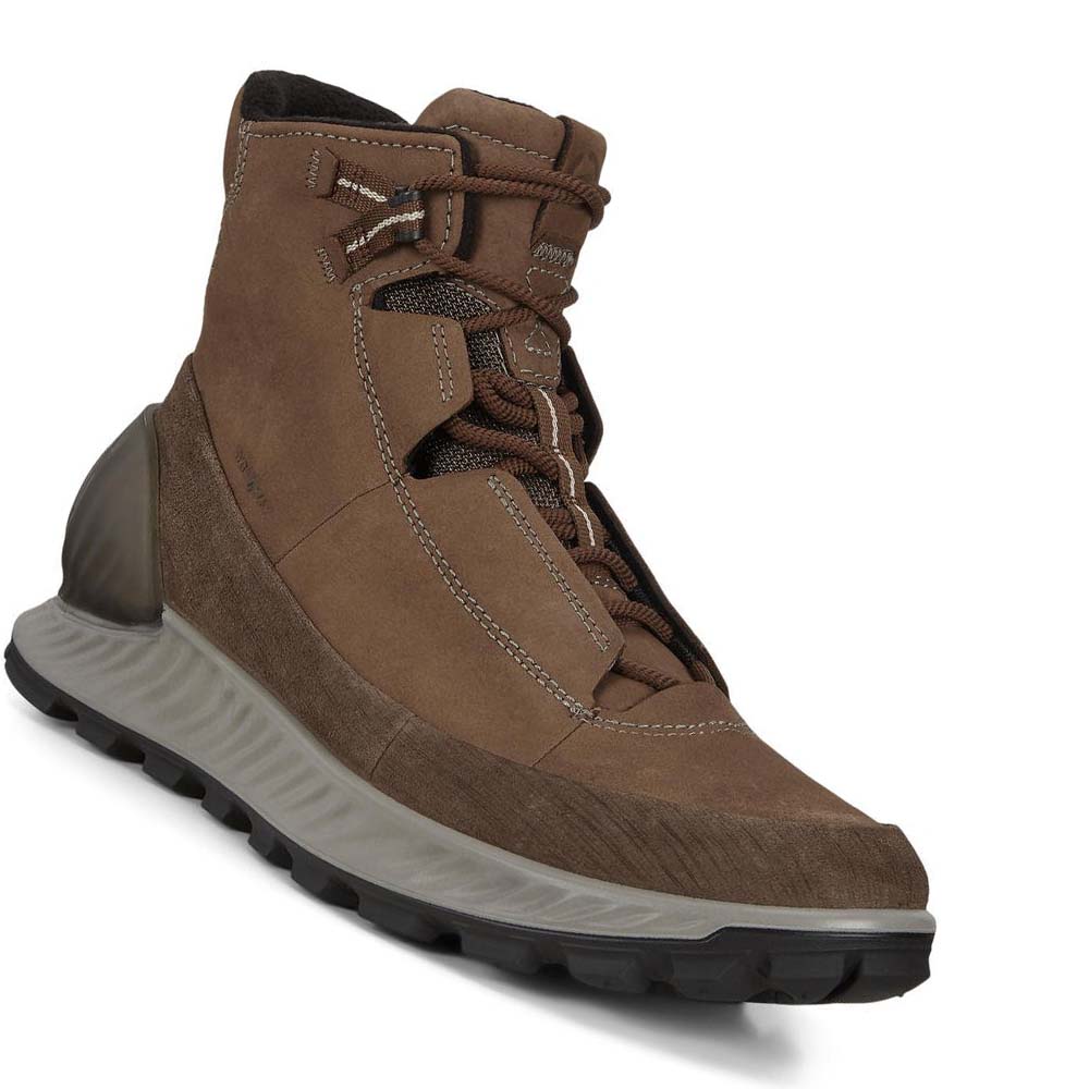 Men's Ecco Exostrike Mid Outdoor Boots Coffee / Brown | Canada 441FDN